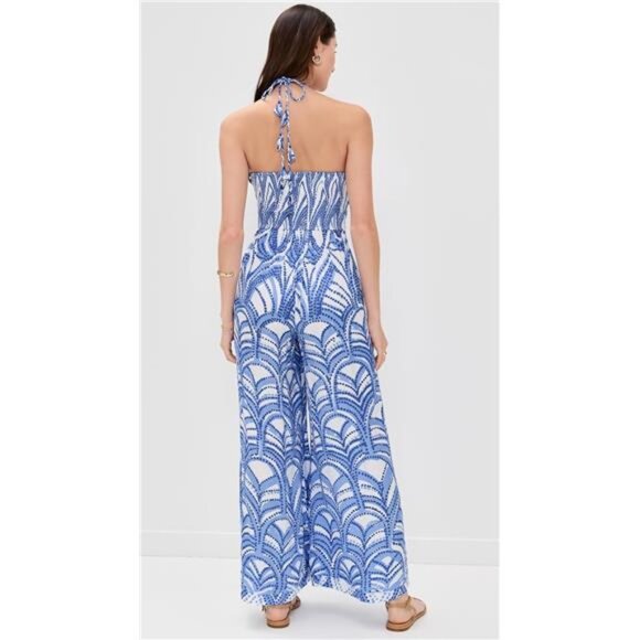 Poupette St Barth Claudia Long Jumpsuit Blue Himba Resort Cruise Beach Travel - Picture 3 of 6